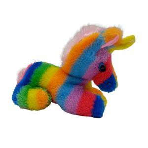 Vintage Superior Toy Small Rainbow Unicorn Plush Shredded Clippings 6" Stuffed